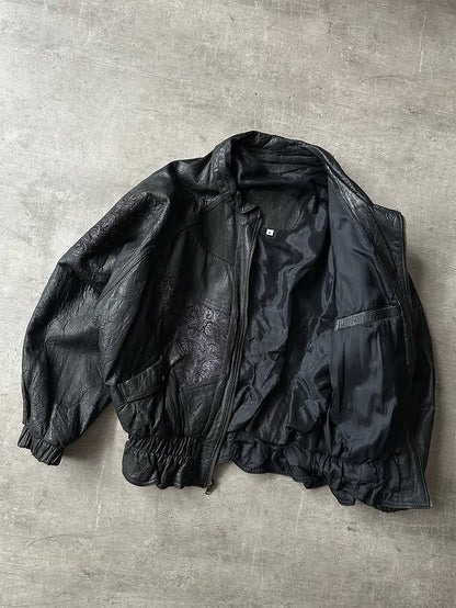 Vintage Bomber Jacket - Piel Grabado Bandana