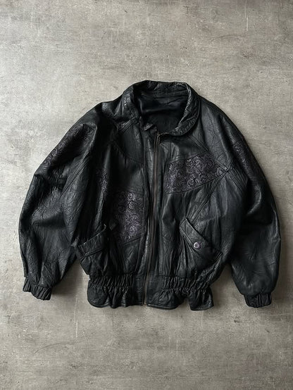 Vintage Bomber Jacket - Piel Grabado Bandana