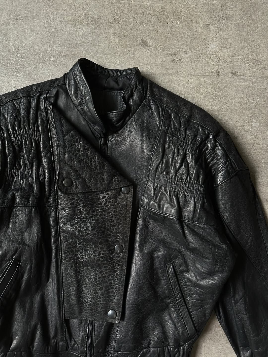 80's Bomber Leather Jacket - Animal Print