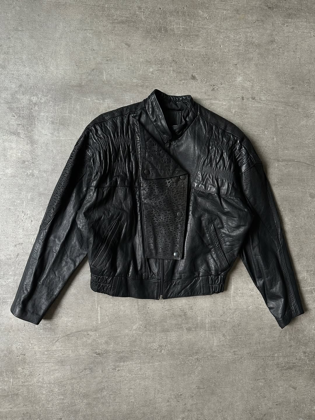 80's Bomber Leather Jacket - Animal Print