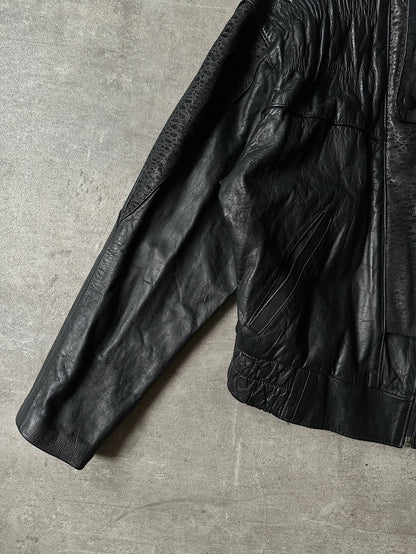 80's Bomber Leather Jacket - Animal Print