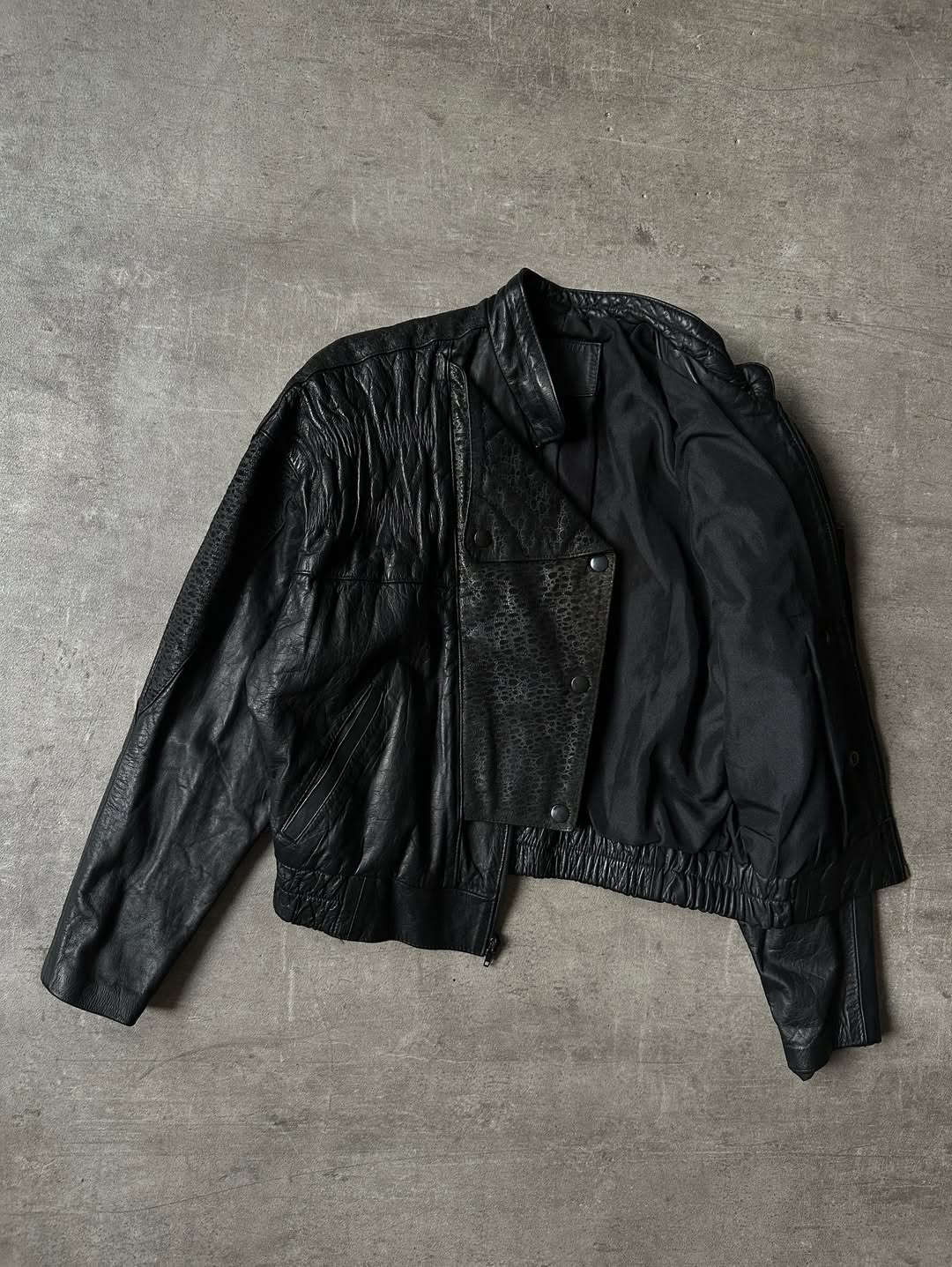 80's Bomber Leather Jacket - Animal Print