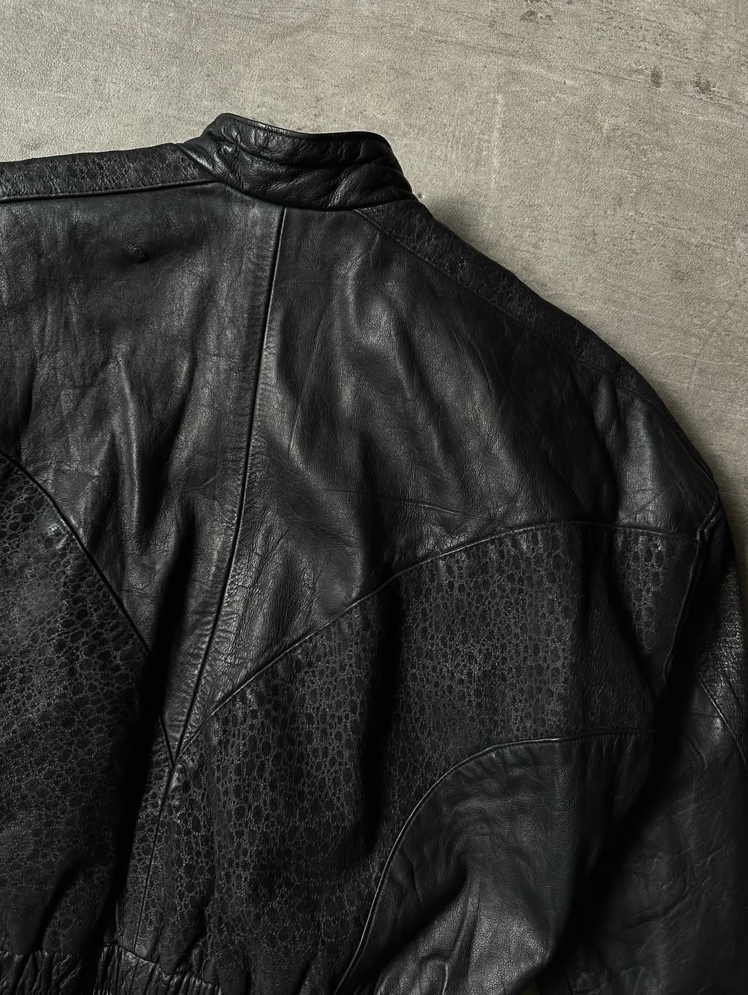 80's Bomber Leather Jacket - Animal Print