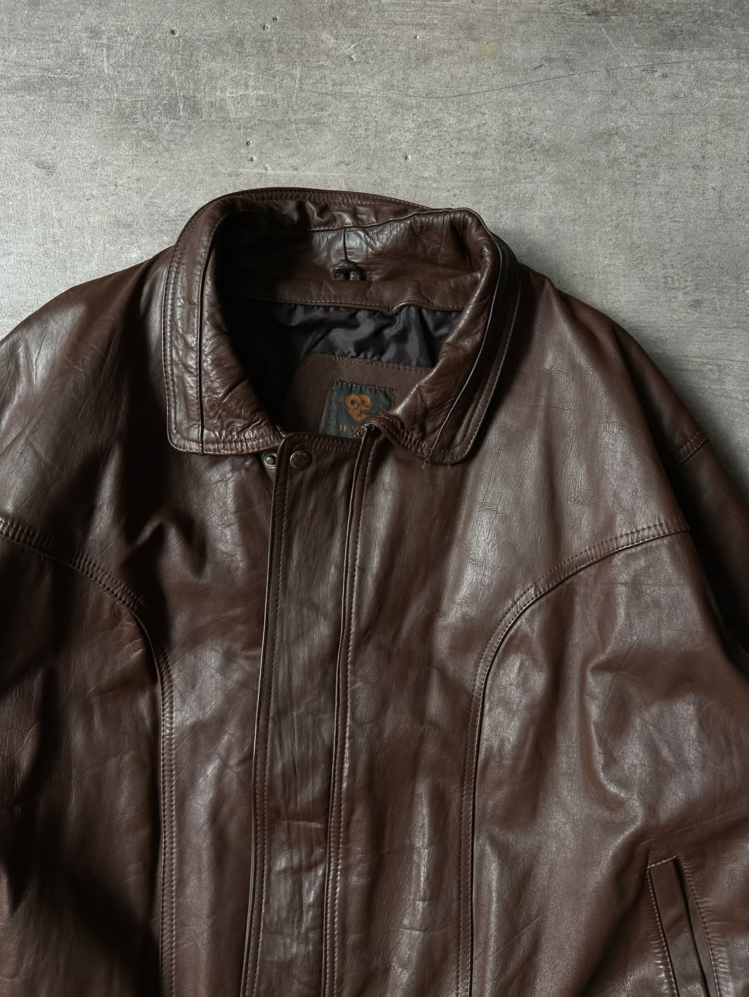 90's Brown Leather Bomber - D' Vany