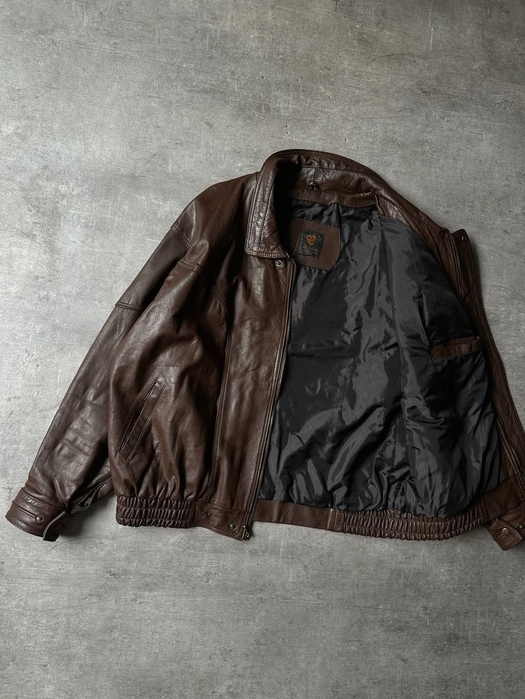 90's Brown Leather Bomber - D' Vany