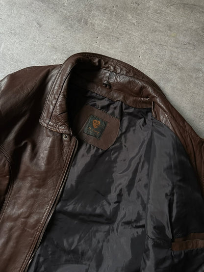 90's Brown Leather Bomber - D' Vany