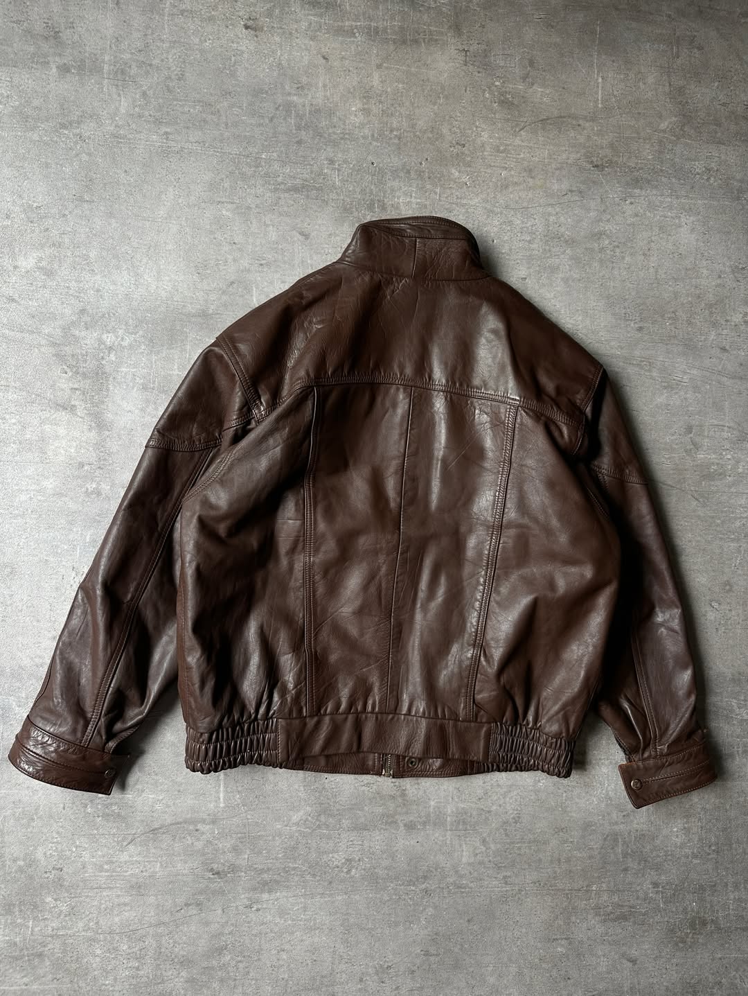 90's Brown Leather Bomber - D' Vany
