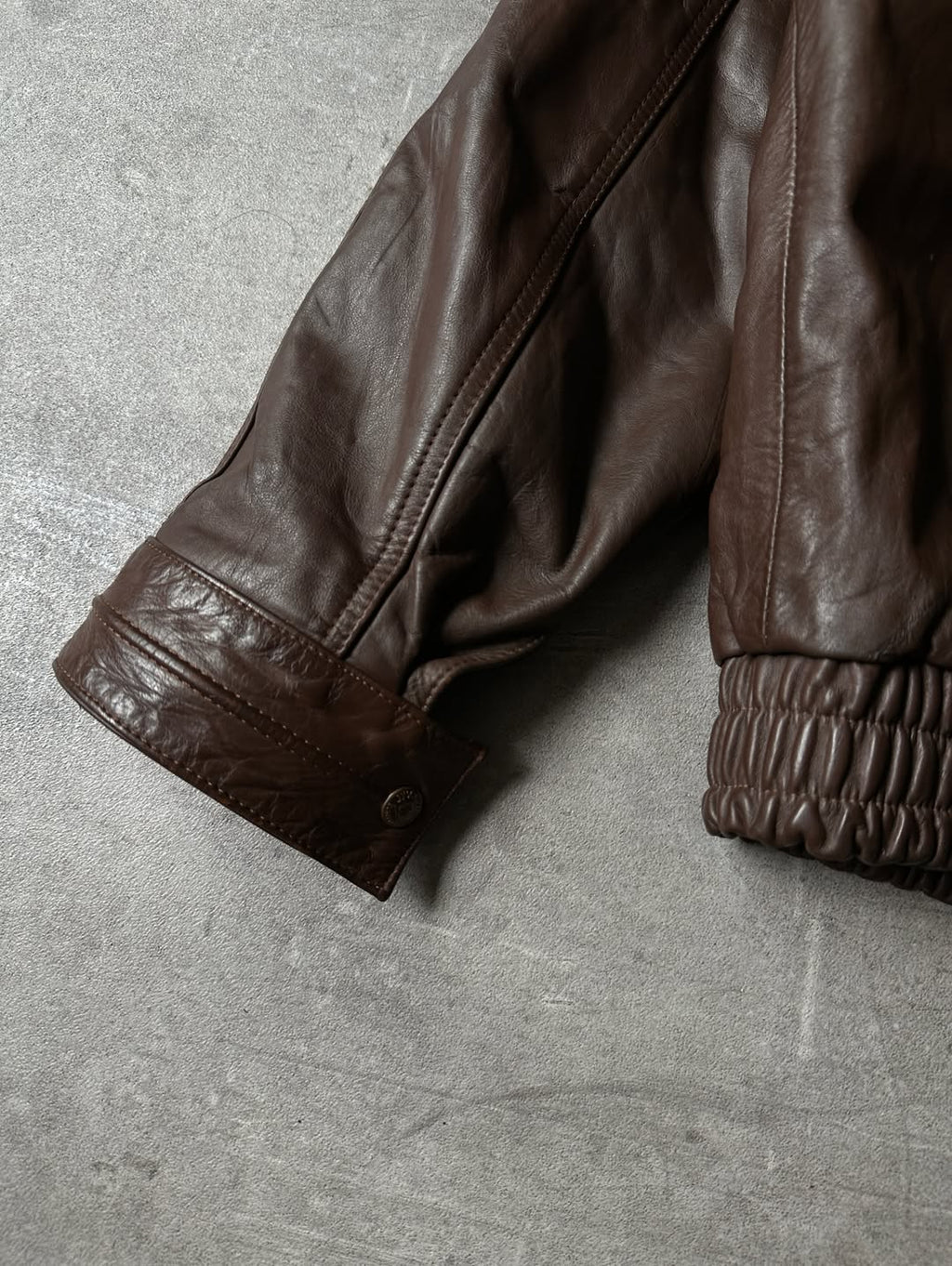 90's Brown Leather Bomber - D' Vany