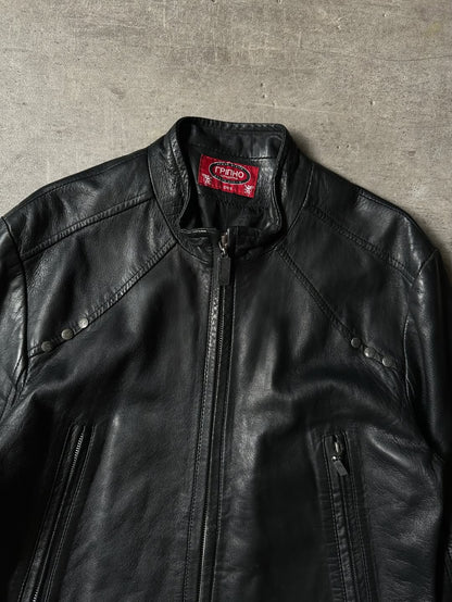 Y2K Biker Leather Jacket - Grypho
