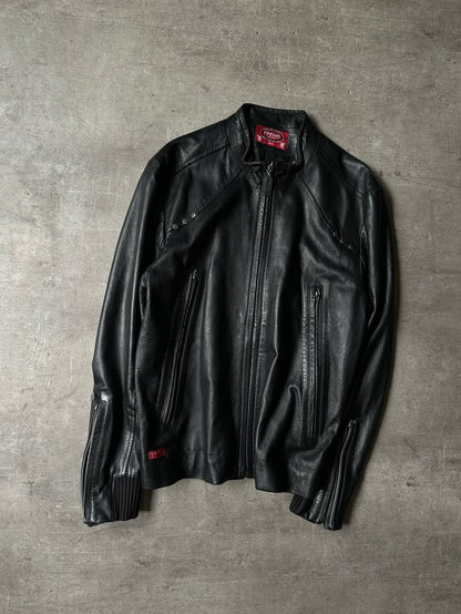 Y2K Biker Leather Jacket - Grypho