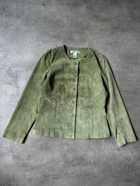 Green Suede Leather Jacket - Pursuits