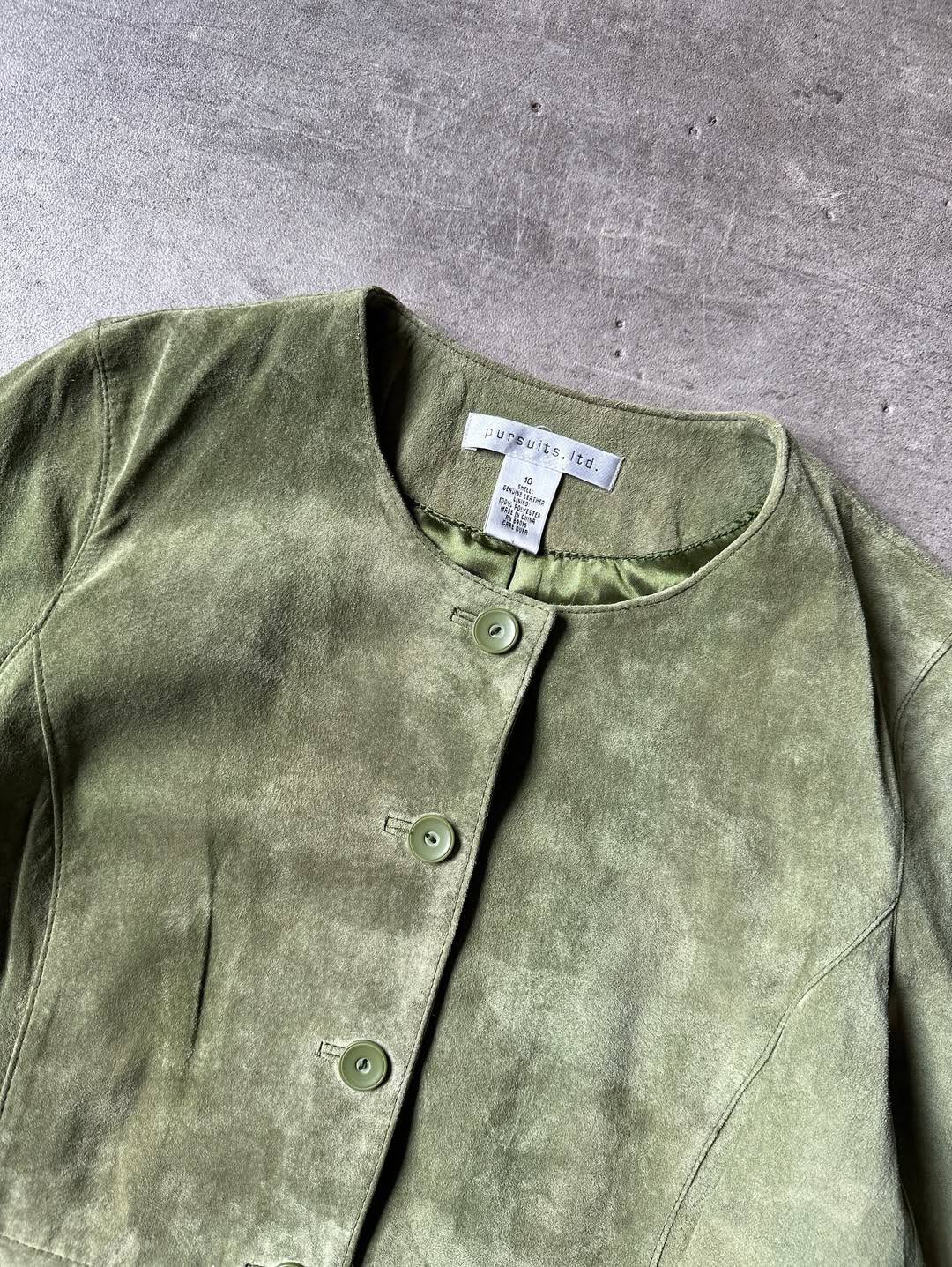 Green Suede Leather Jacket - Pursuits