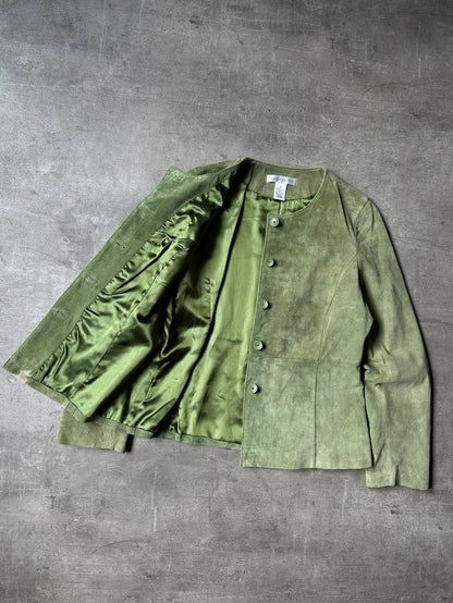 Green Suede Leather Jacket - Pursuits
