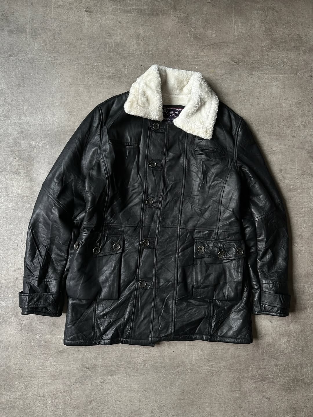 Sherpa Lined Leather Coat - Real Leather