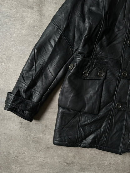 Sherpa Lined Leather Coat - Real Leather