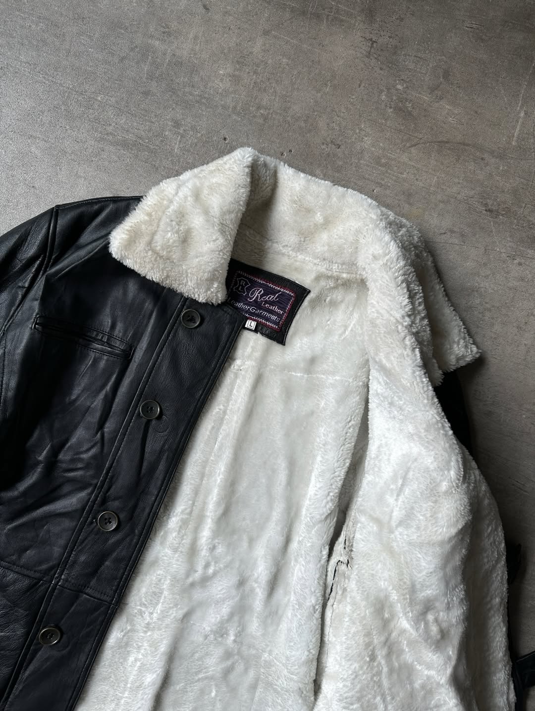 Sherpa Lined Leather Coat - Real Leather
