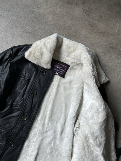 Sherpa Lined Leather Coat - Real Leather