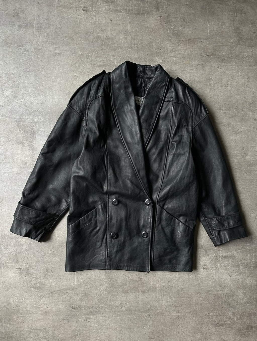 Double Breasted Leather Blazer - Tibor