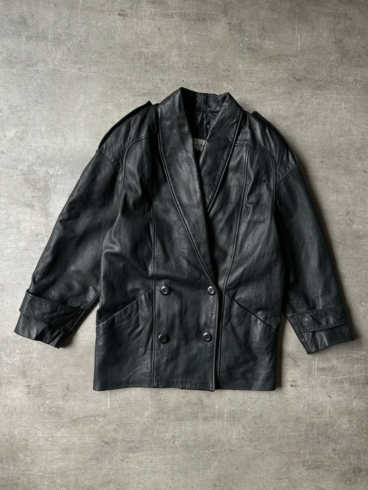 Double Breasted Leather Blazer - Tibor