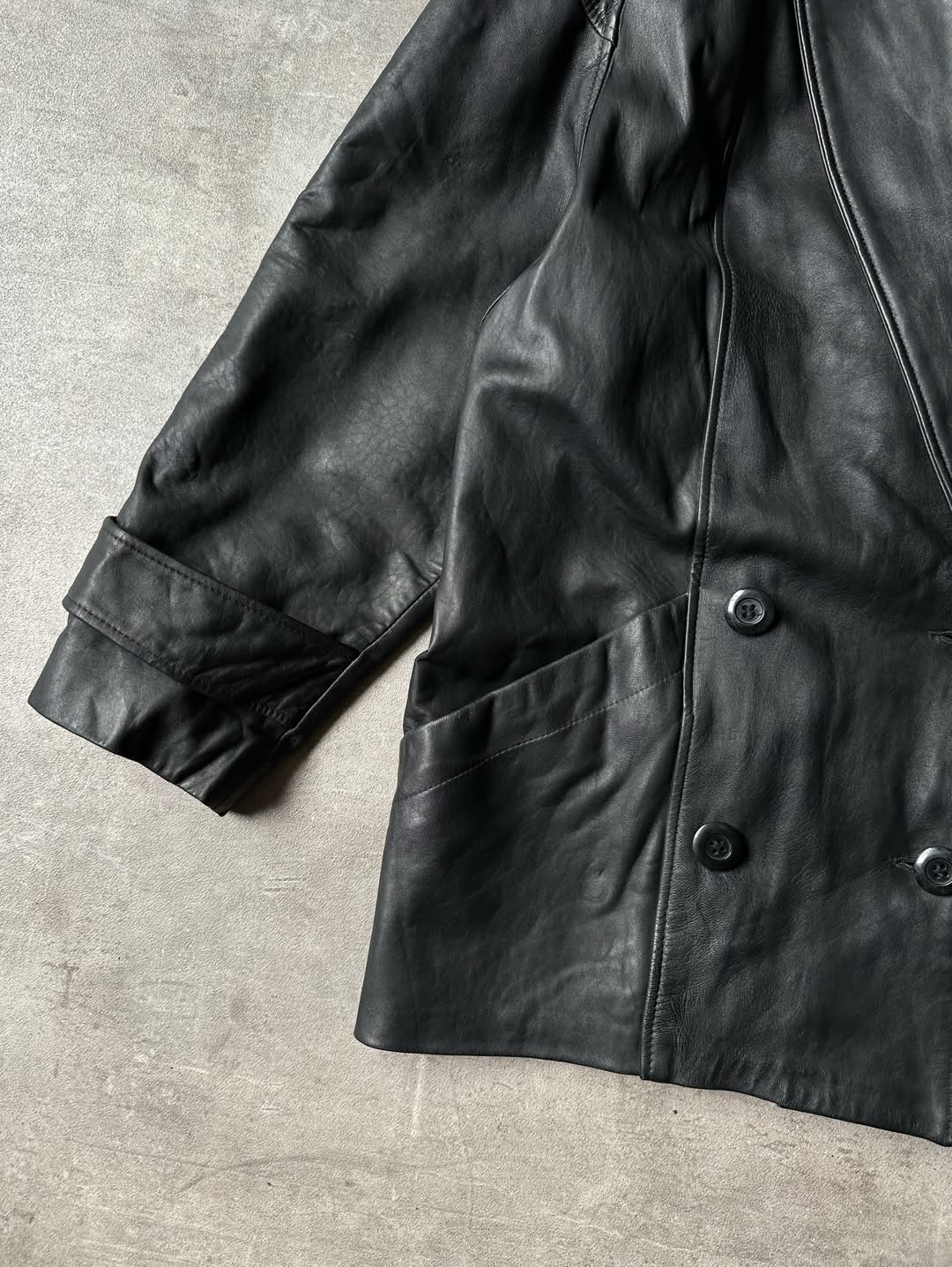 Double Breasted Leather Blazer - Tibor