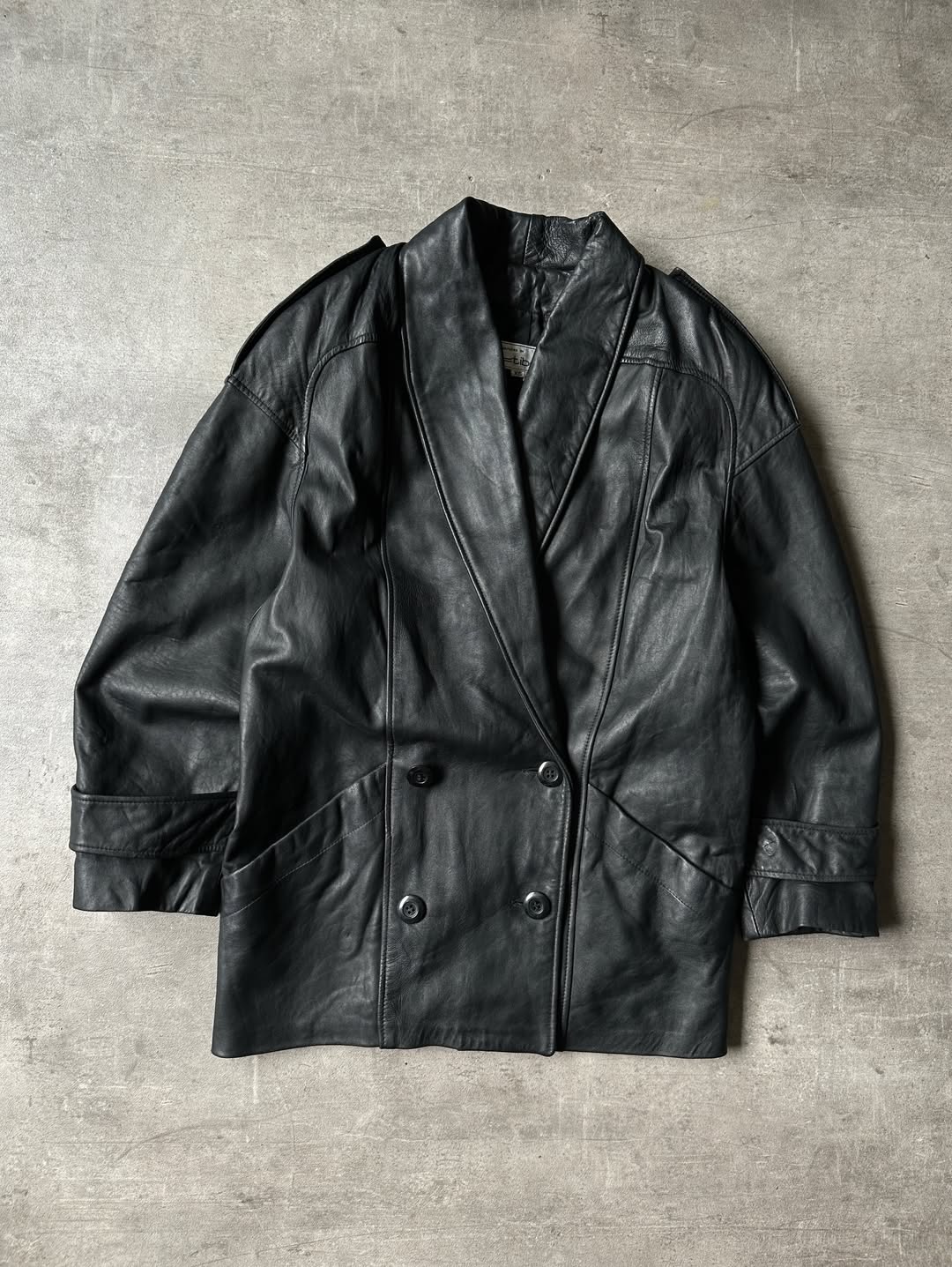 Double Breasted Leather Blazer - Tibor