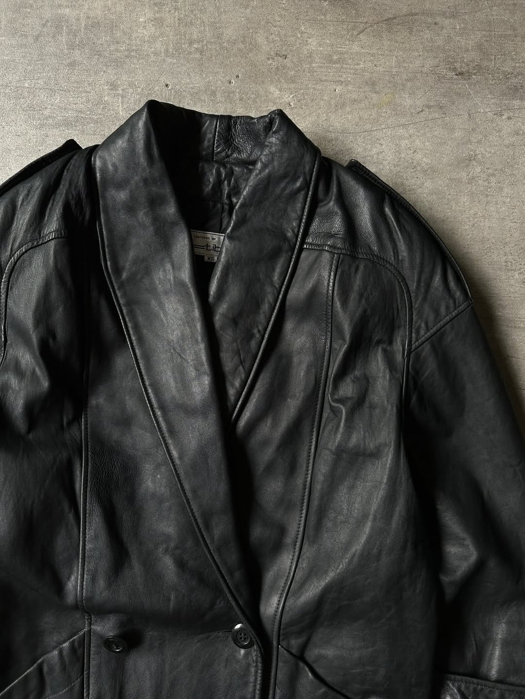 Double Breasted Leather Blazer - Tibor