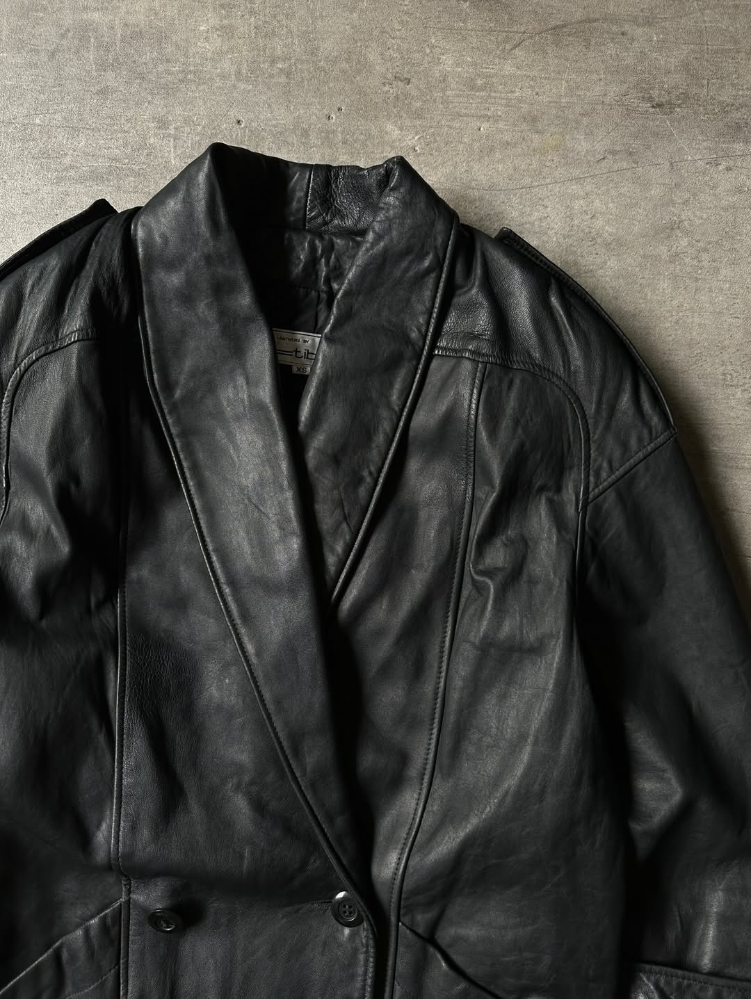 Double Breasted Leather Blazer - Tibor