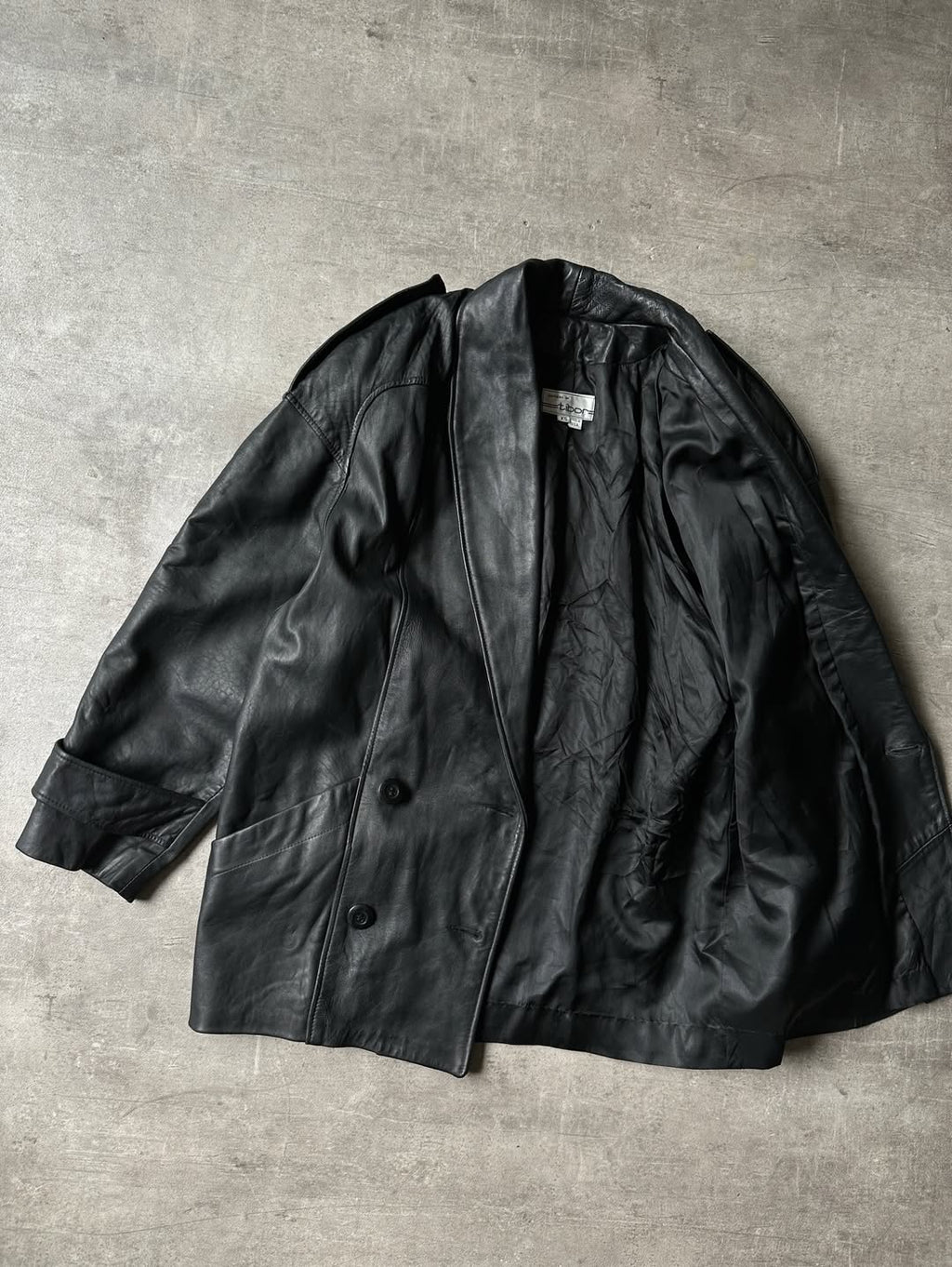 Double Breasted Leather Blazer - Tibor
