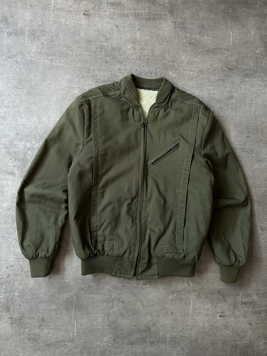 Vintage Bomber Jacket de Lona - Forro Felpa