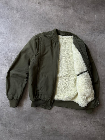 Vintage Bomber Jacket de Lona - Forro Felpa