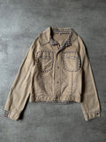 Vintage Camel Denim Jacket - Plaid Details