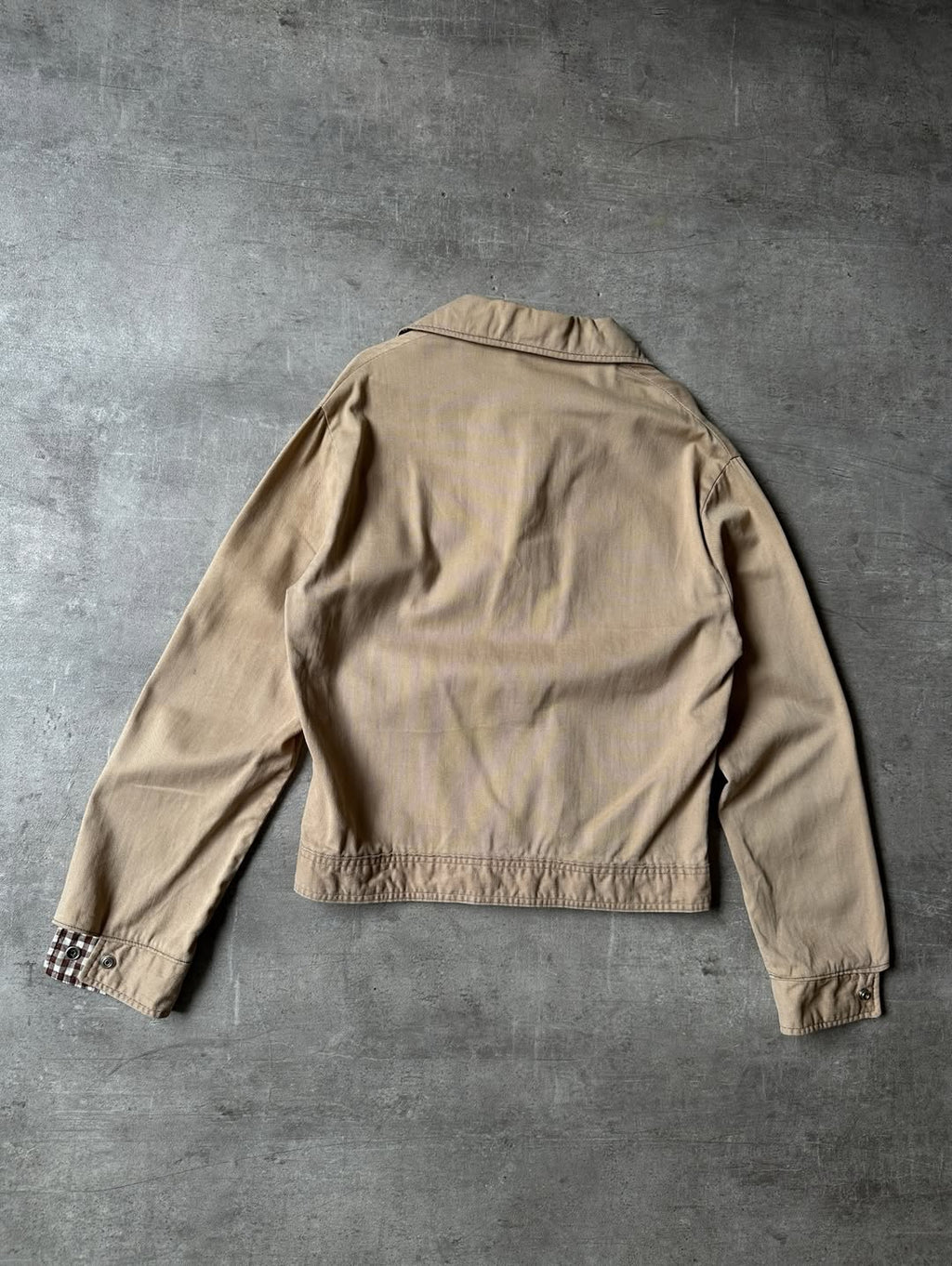 Vintage Camel Denim Jacket - Plaid Details