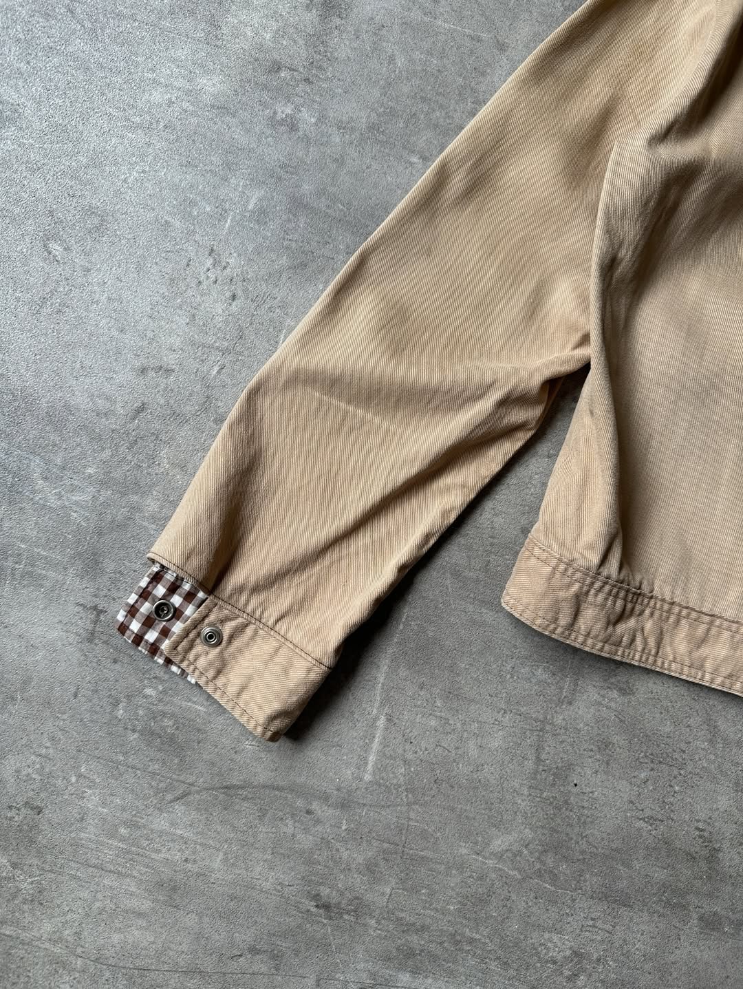 Vintage Camel Denim Jacket - Plaid Details